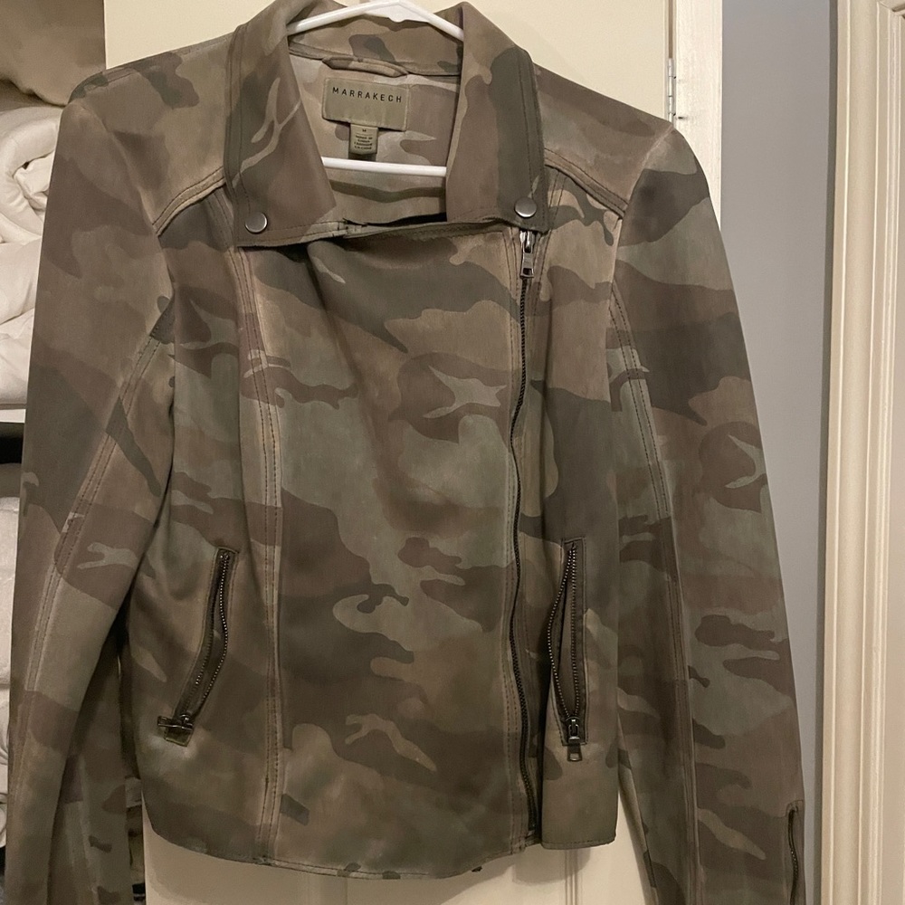 Anthropologie faux leather camo jacket